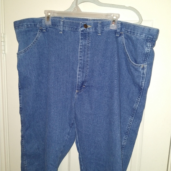 Wrangler Premium Quality Blue Medium Wash Regular Fit Denim Jeans Men's sz 46x30 - Picture 4 of 7